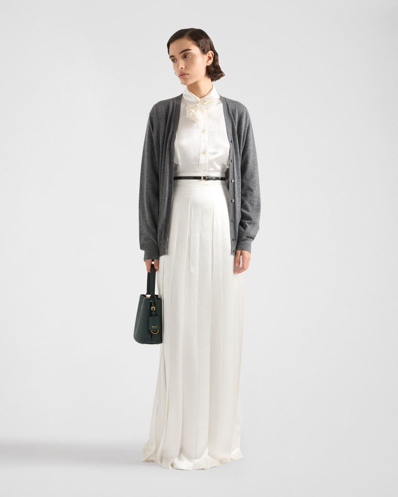 Prada Long pleated satin skirt outlook