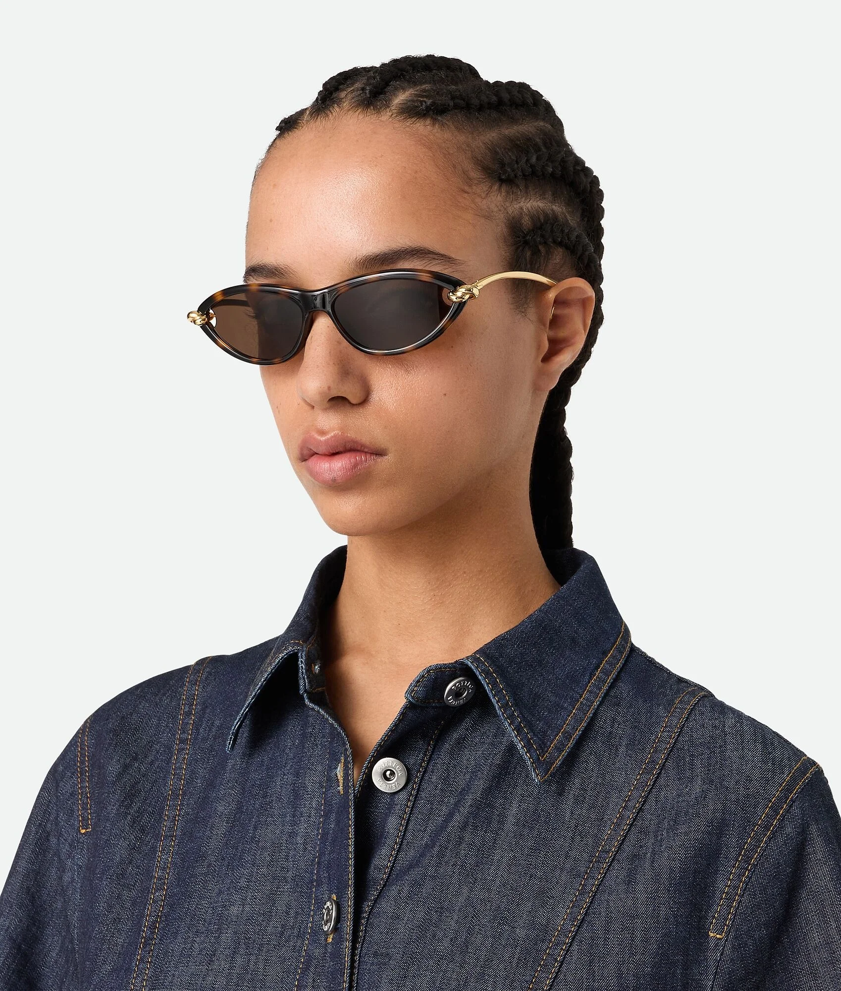 New with Tags Bottega Knot Cat Eye Sunglasses Bottega Veneta Knot Metal Cat-Eye Sunglasses | Neiman Marcus main image 2