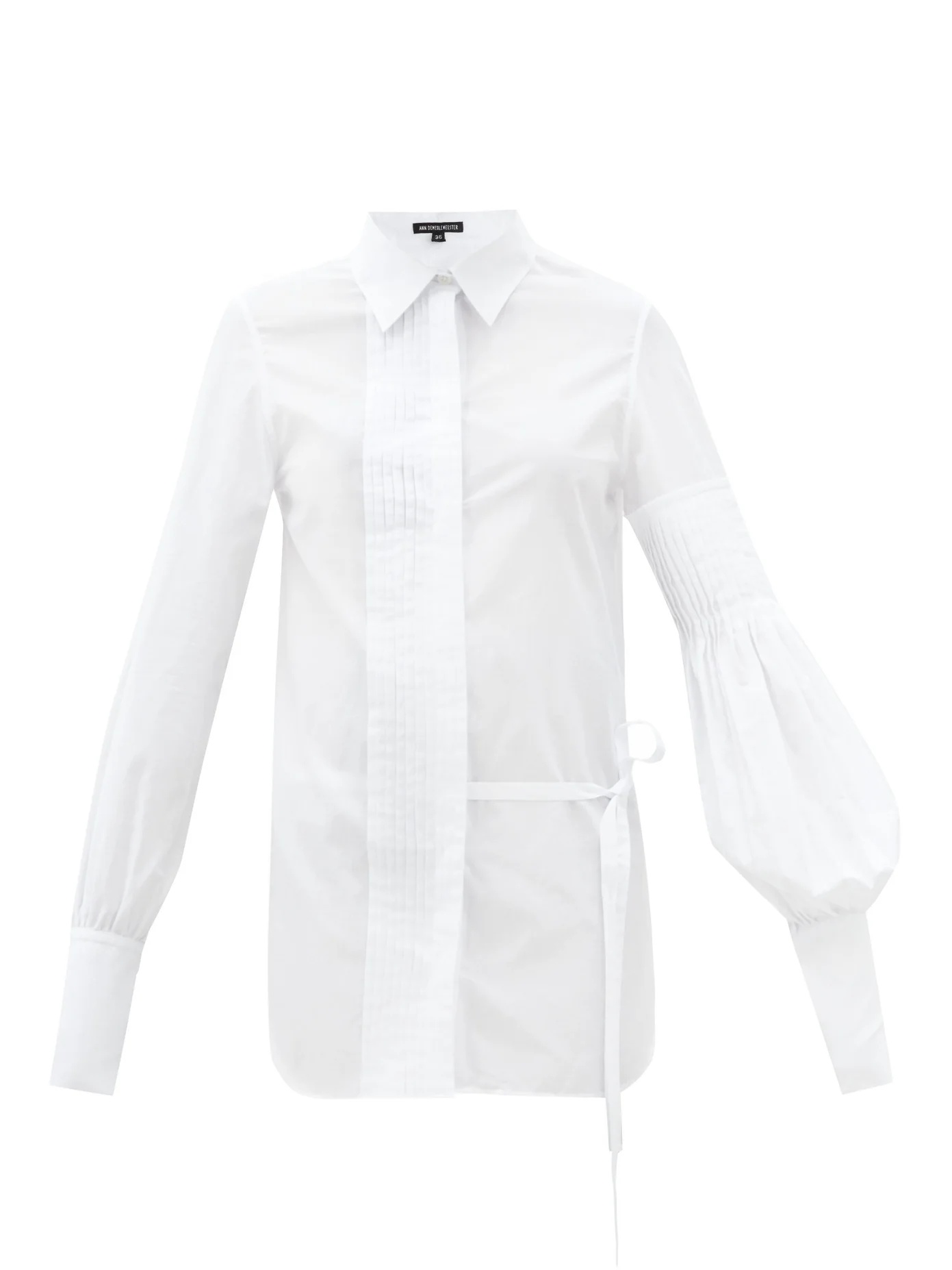 Asymmetric pleated cotton shirt - 1