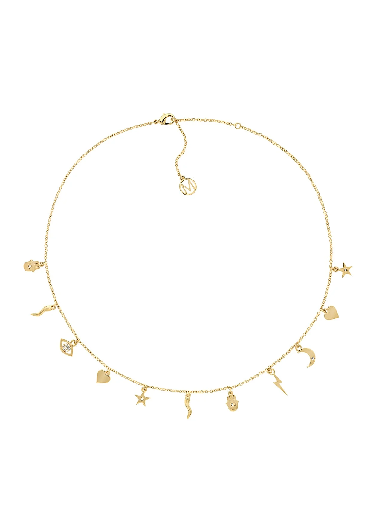 GOLD CRYSTAL CHARM NECKLACE - 1