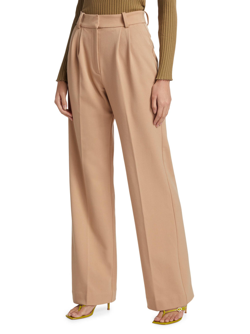 Women's Pleated Wide-Leg Pants - Beige 4
