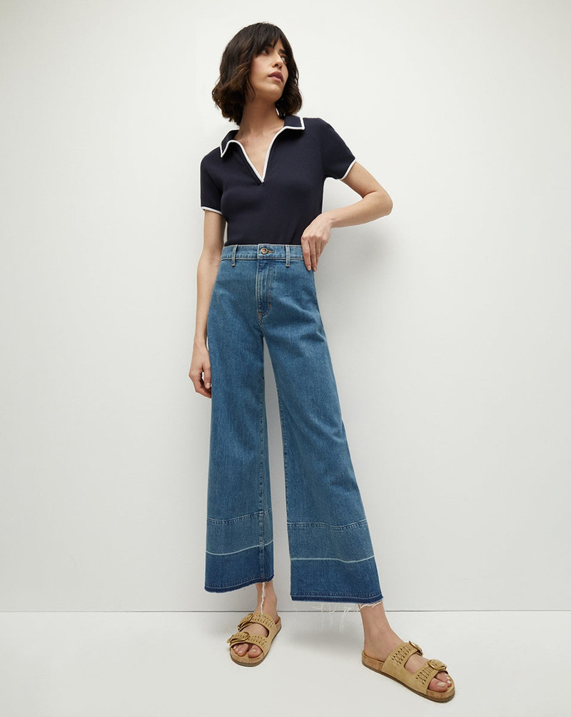 VERONICA BEARD GRANT RELEASED HEM CROPPED WIDE-LEG JEAN outlook