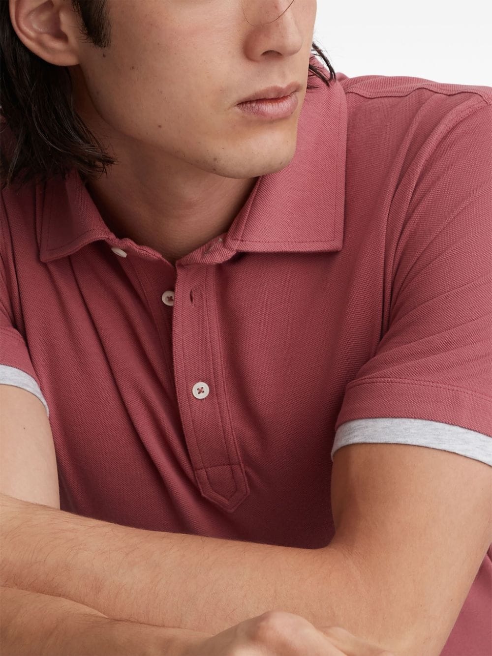 button-fastening cotton polo shirt - 5