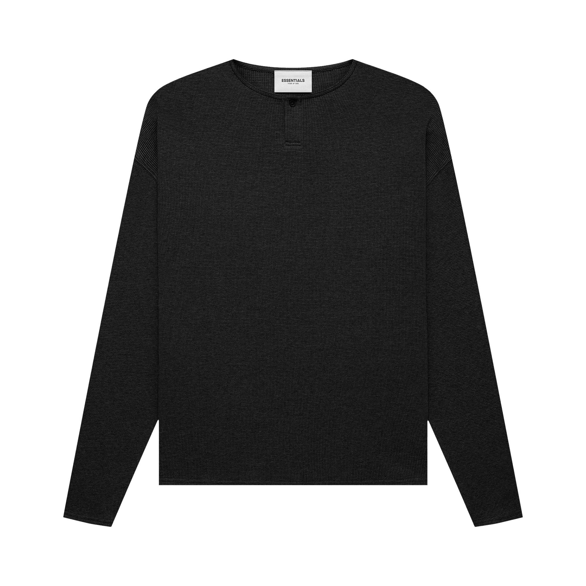 Fear of God Essentials Thermal Henley Long-Sleeve 'Black' - 1