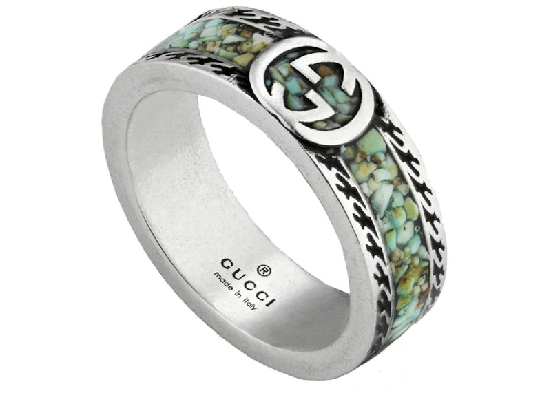 GUCCI Gucci Ring With Interlocking G Silver/Brown/Turquoise outlook