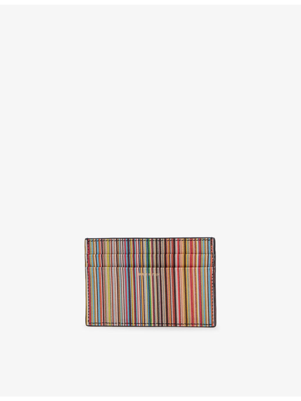 Signature stripe grained leather card holder - 3