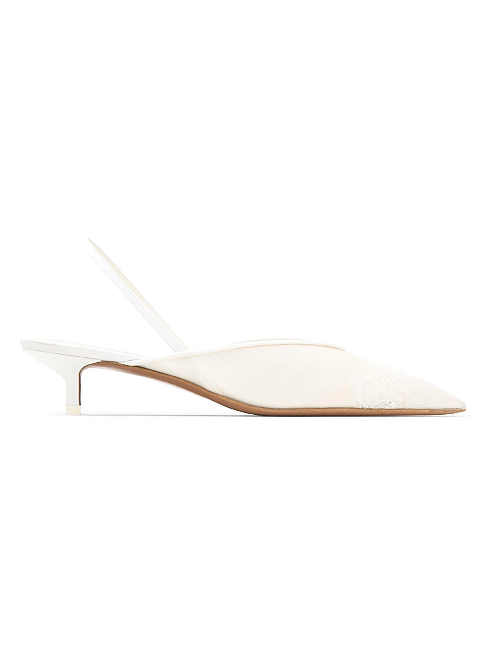 Women's Irena Lace 40MM Slingback Kitten Heels - Cream - 1