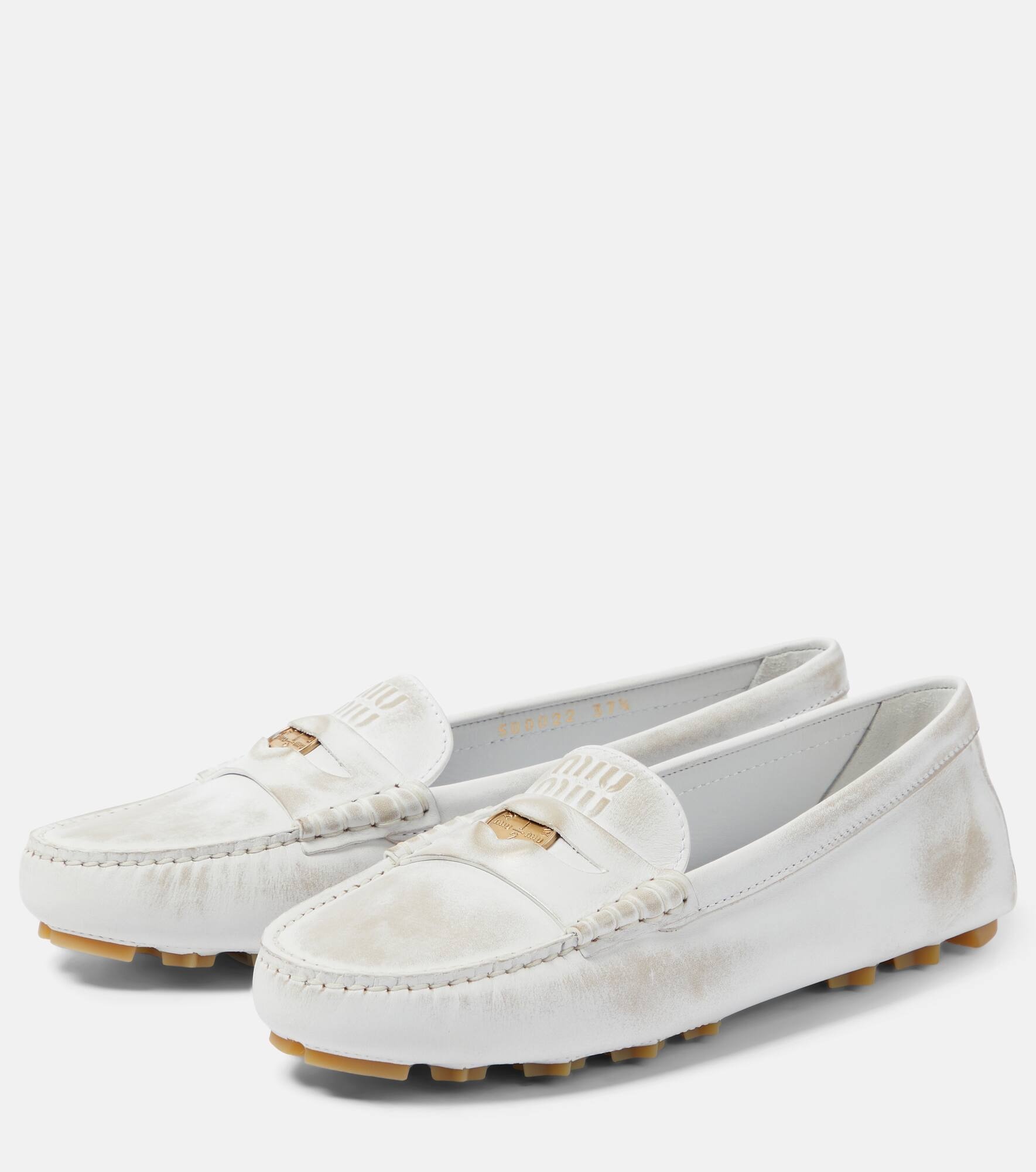 Distressed suede penny loafers - 5
