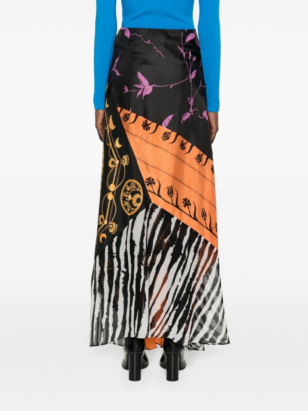 Regenerated Scarves mix-print midi skirt - 4