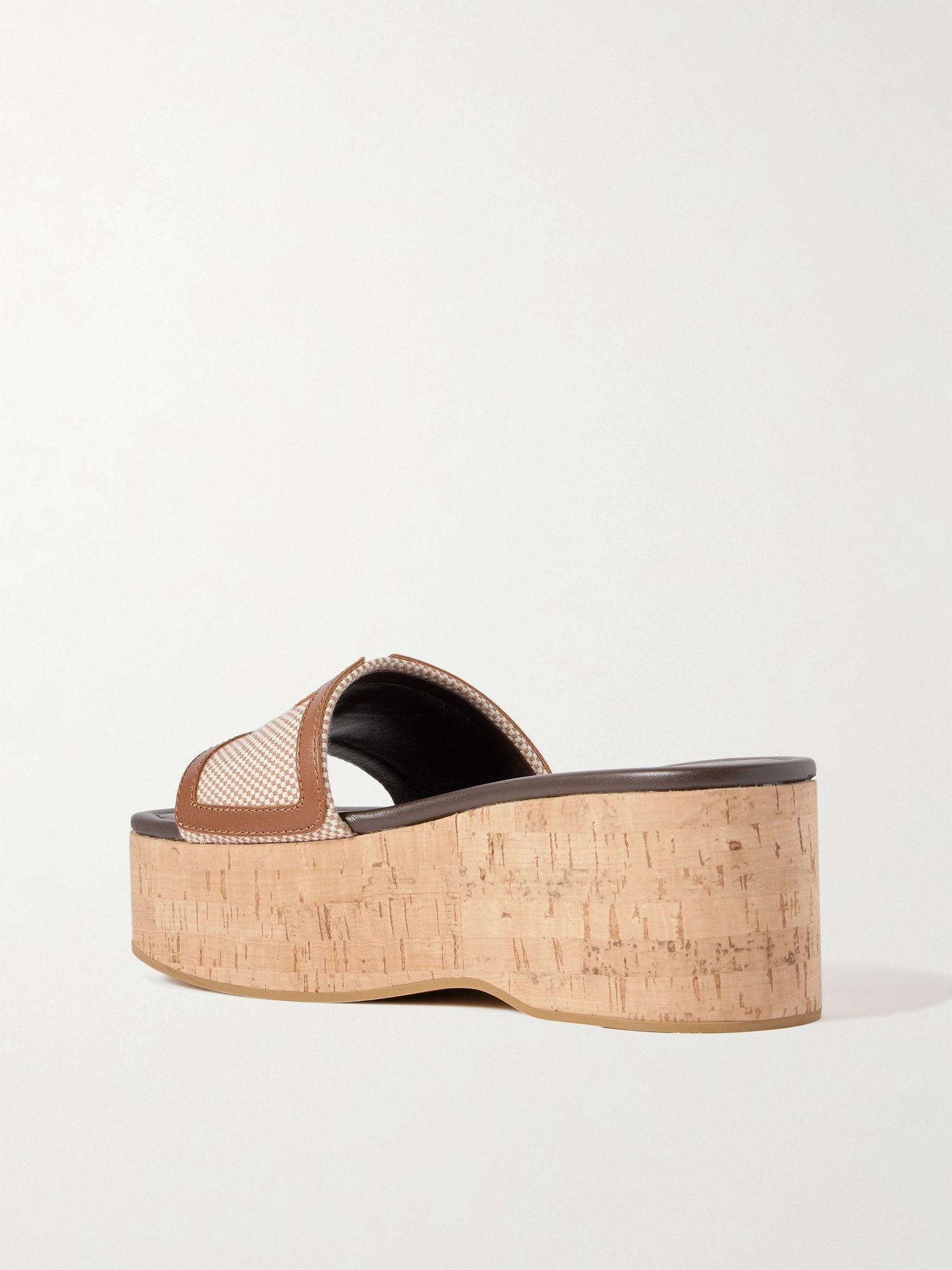 Viva Superstar leather-trimmed canvas platform slides Neutral - 3