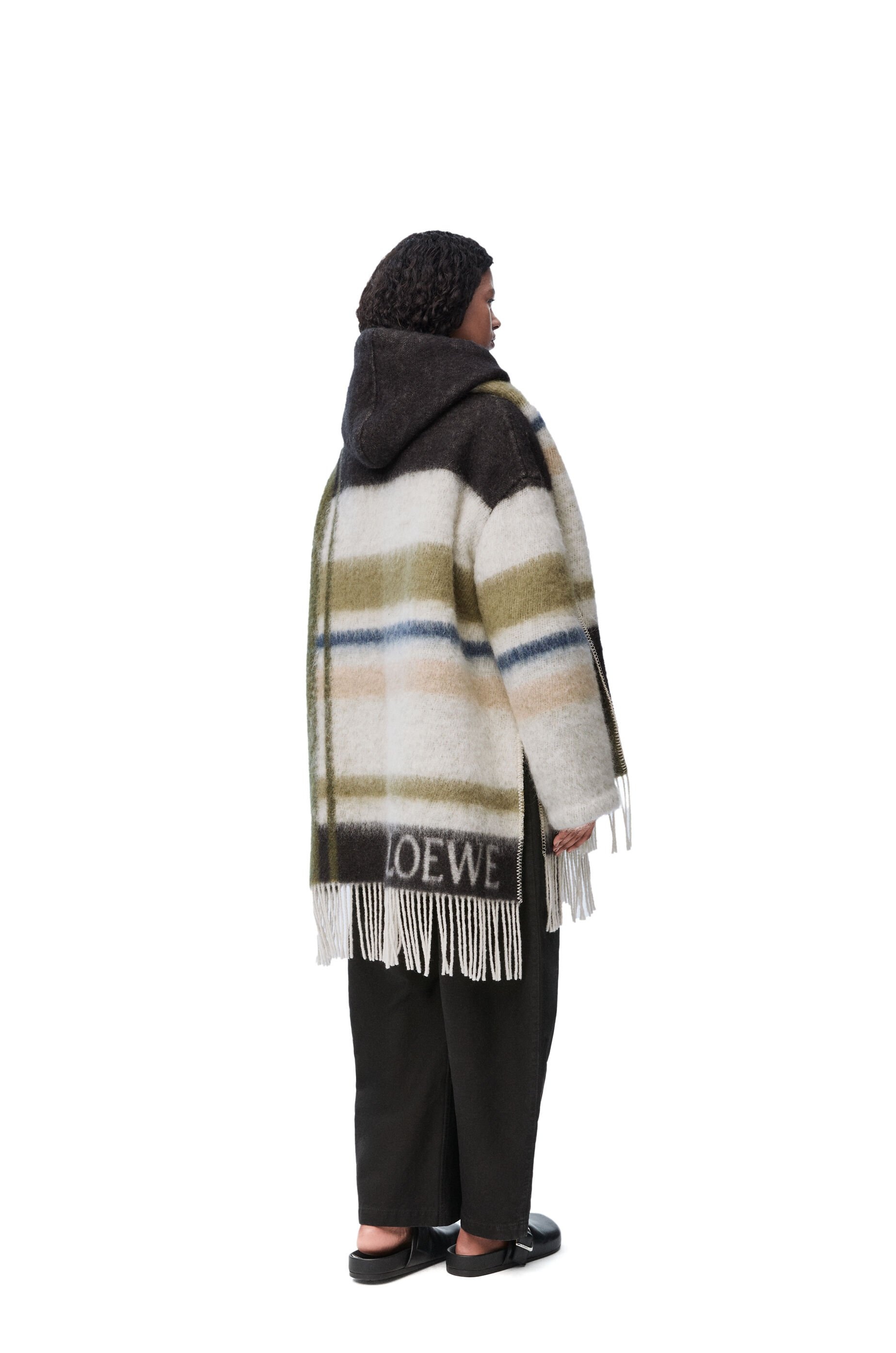 Hooded scarf coat in wool and mohair blend - 4