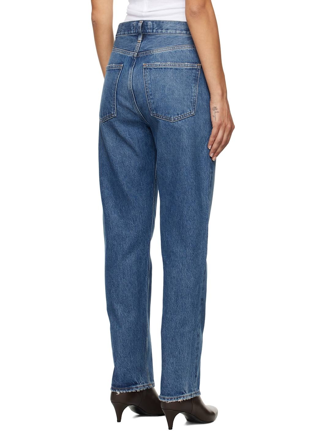 Blue 90's Mid Rise Straight Jeans - 3