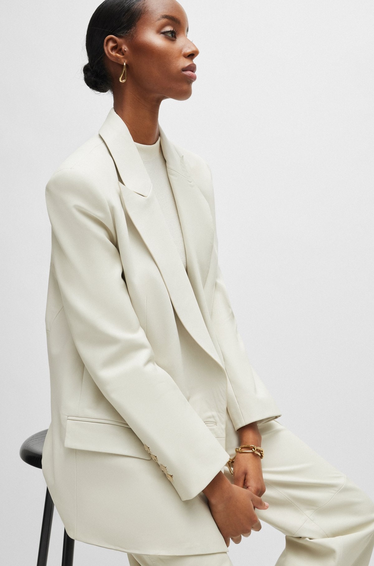 LONGLINE DOUBLE-BREASTED JACKET IN LEATHER - 5