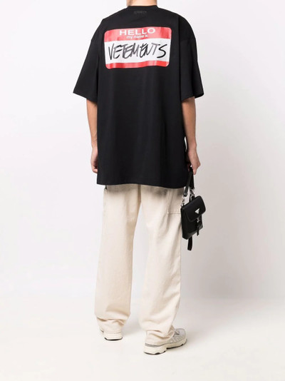 VETEMENTS Name Tag-print cotton T-shirt outlook