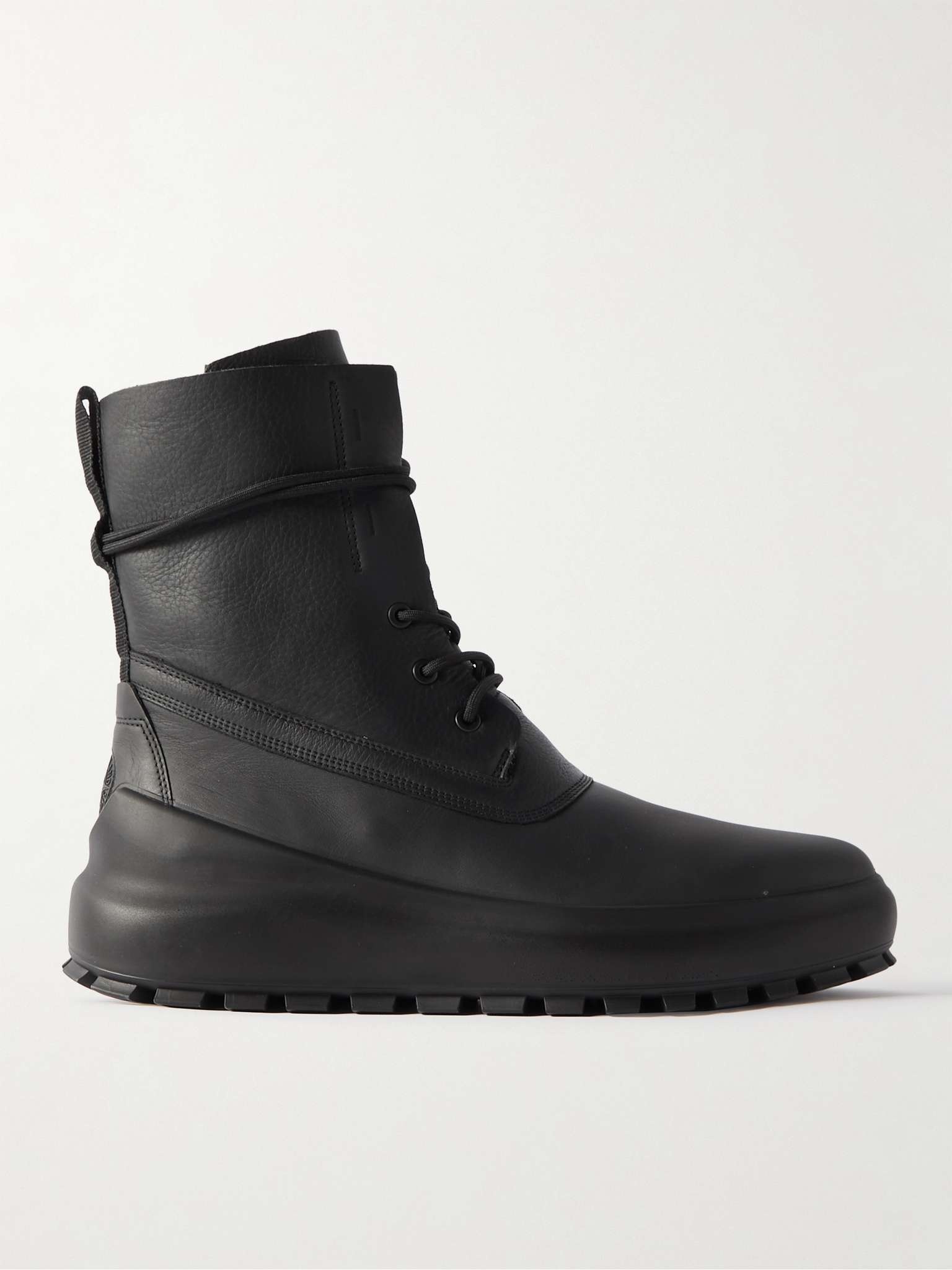 Rubber and Webbing-Trimmed Leather Boots - 1