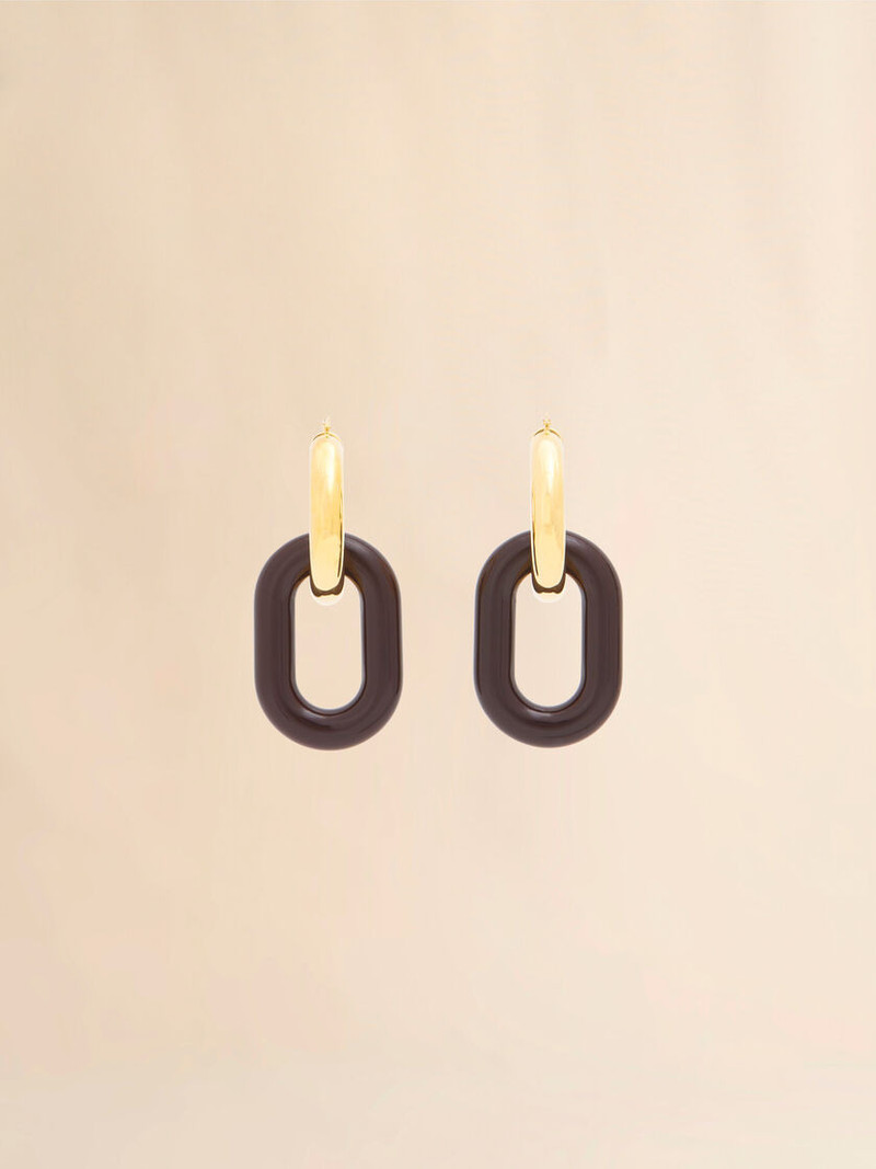 BROWN RESIN CHAIN EARRINGS 1