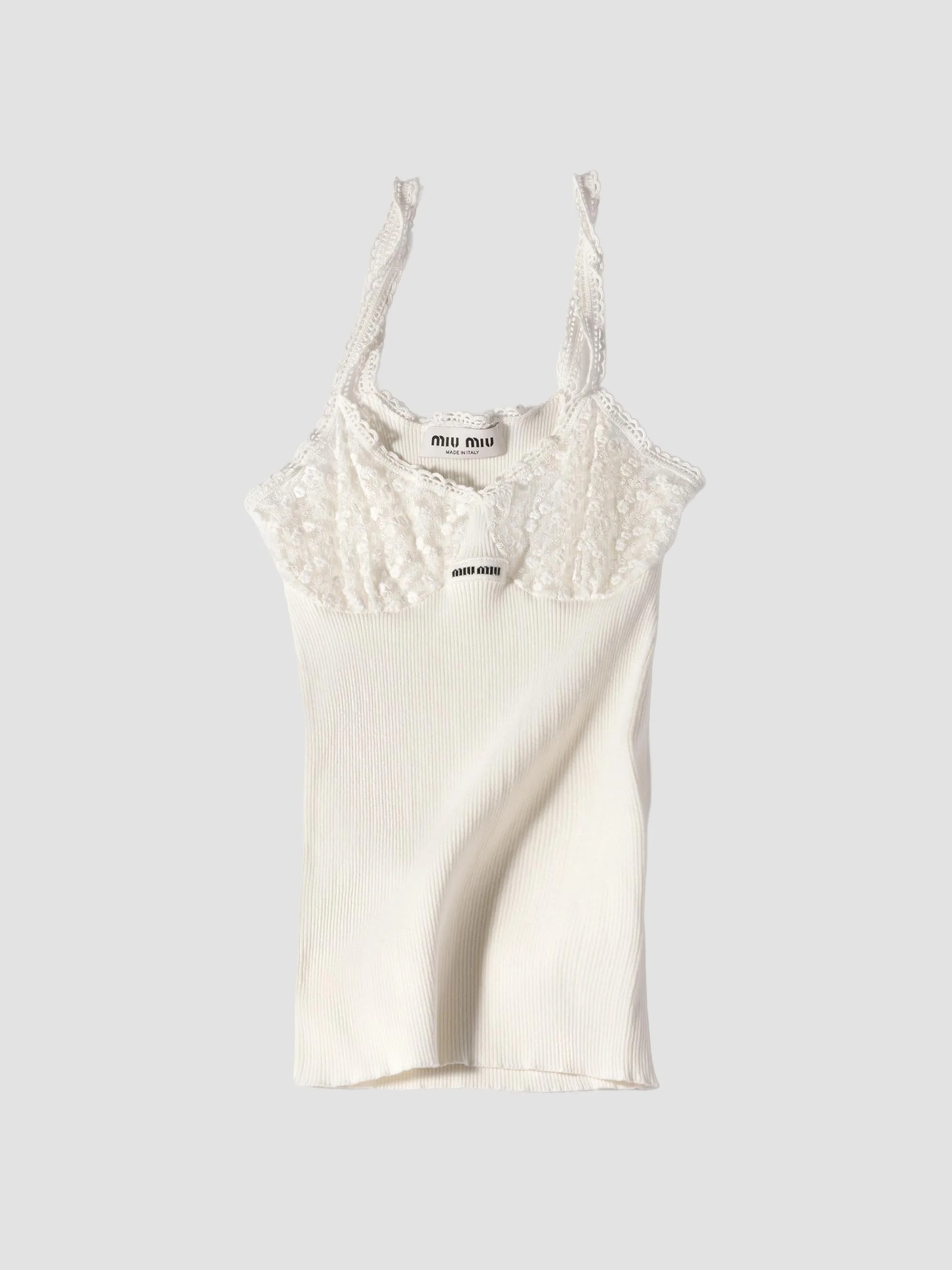 Women's Cotton and Lace Top - White - 1