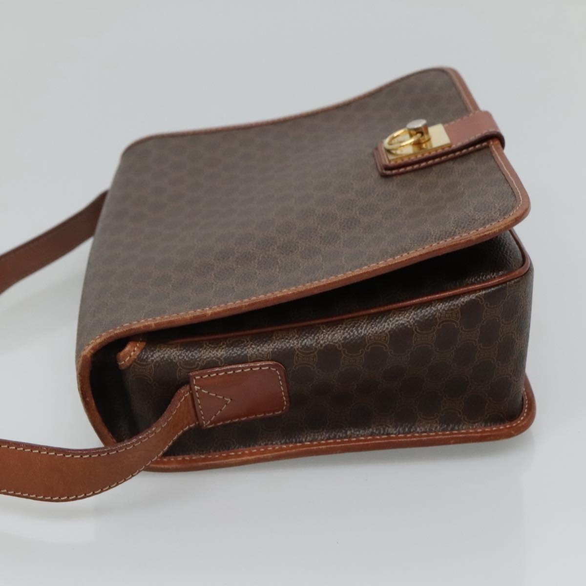 CELINE Macadam Canvas Shoulder Bag Pvc Leather Brown - 5