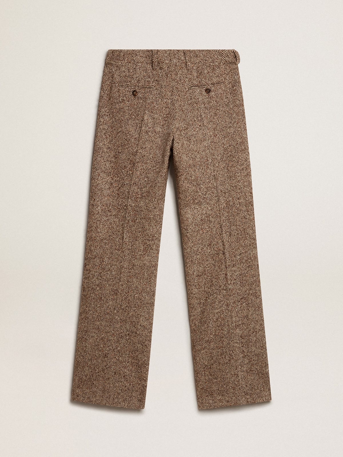 Women’s pants in beige and brown wool and silk blend fabric - 5