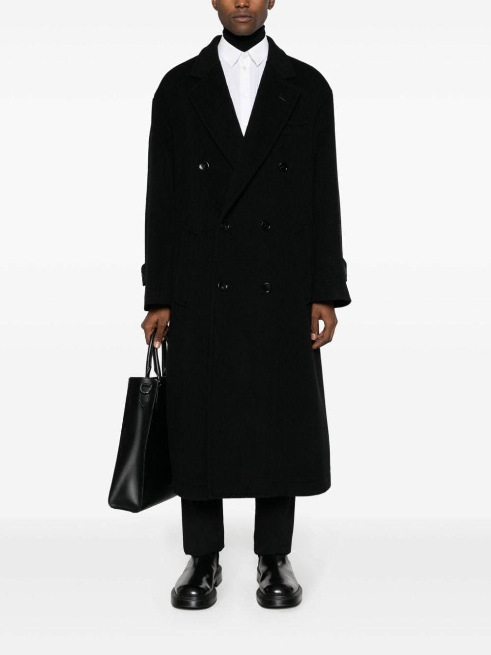 double-breasted wool coat - 2