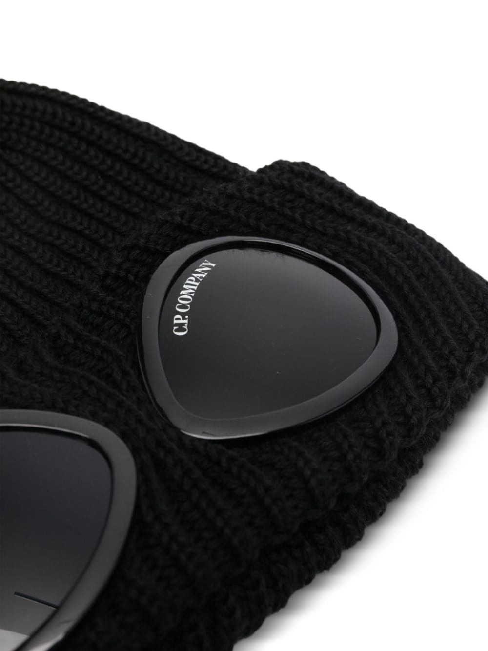 goggle-lens ribbed beanie hat - 4