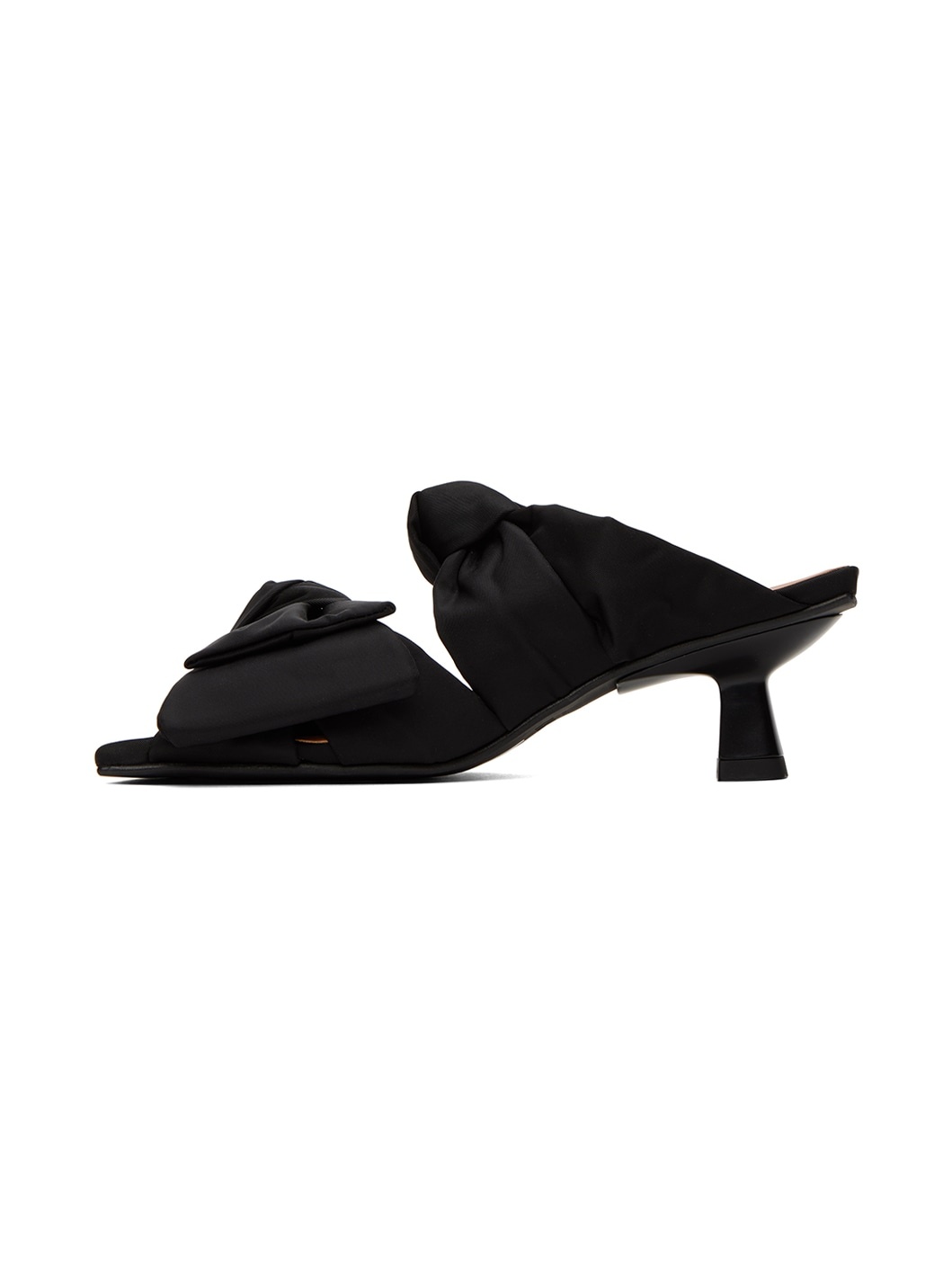 Black Soft Bow Mules - 3