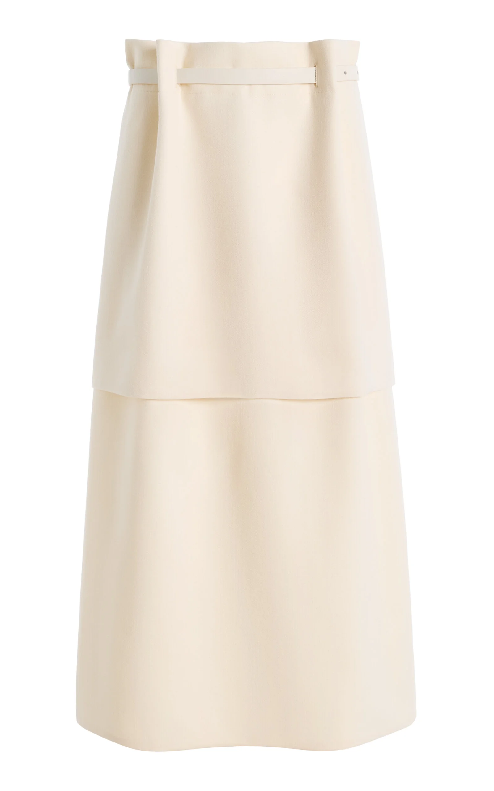 Belted Double Cotton-Blend Midi Skirt ivory - 1