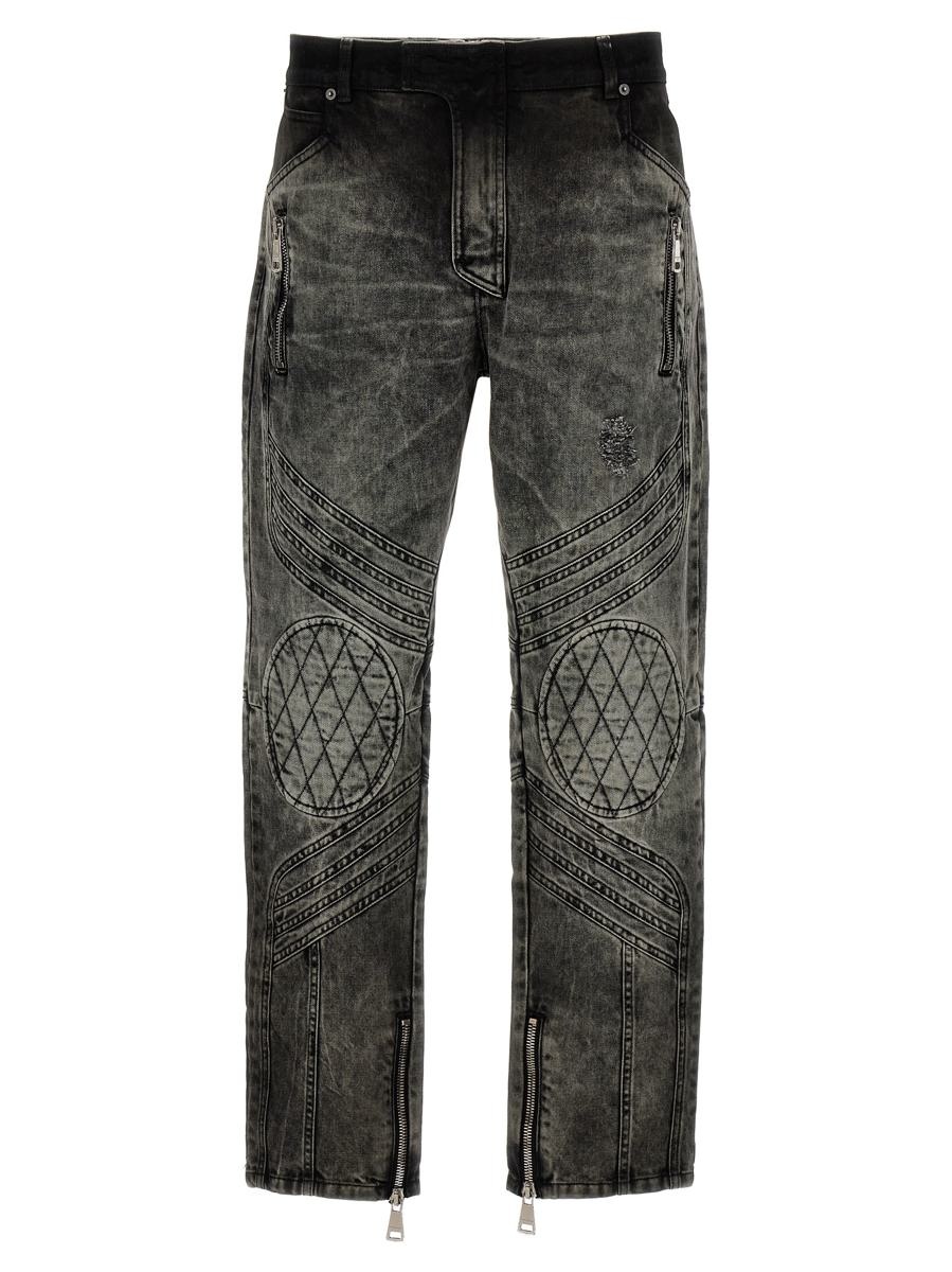 BALMAIN 'BLEACHED MOTOR DENIM' JEANS - 1