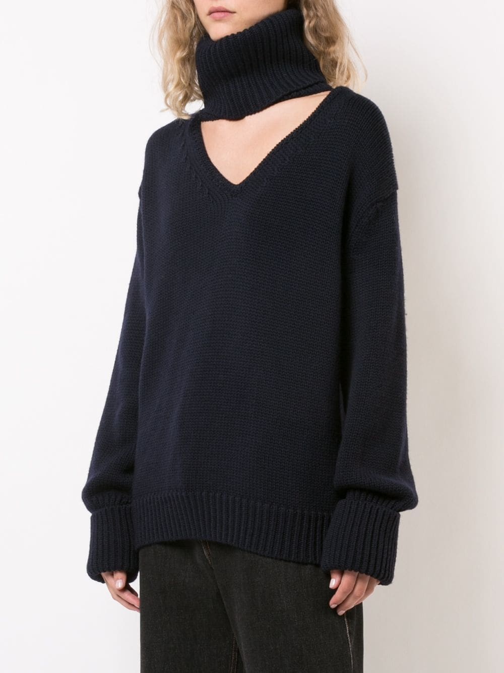 cut-out detail turtleneck jumper  - 3