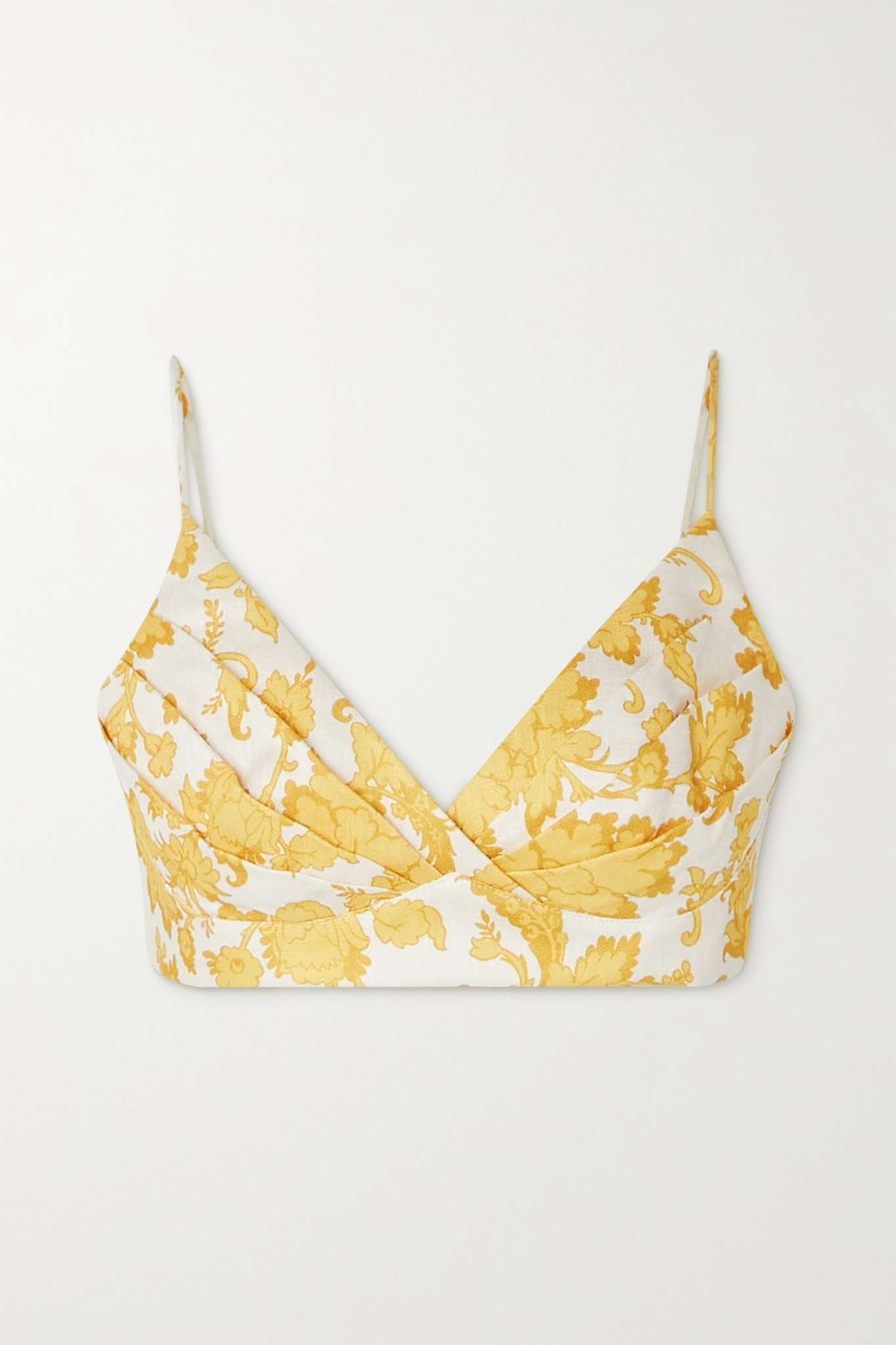 Postcard printed linen-canvas bra top - 1