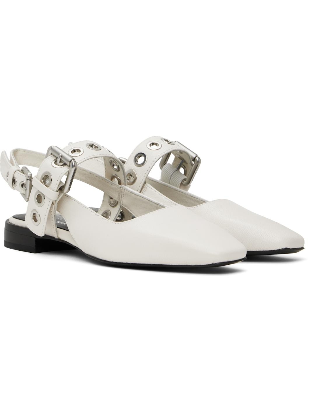 White Moto Astra Leather Slingback Slippers - 4