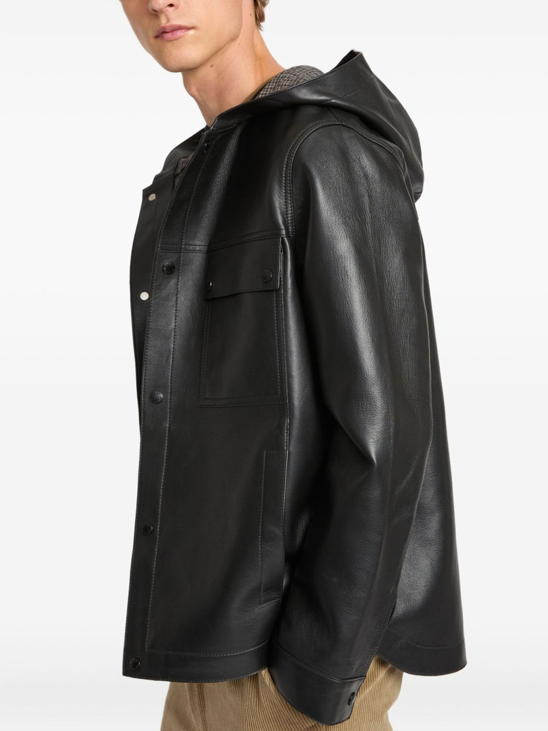 Flannel Lined Leather Hoodie 3