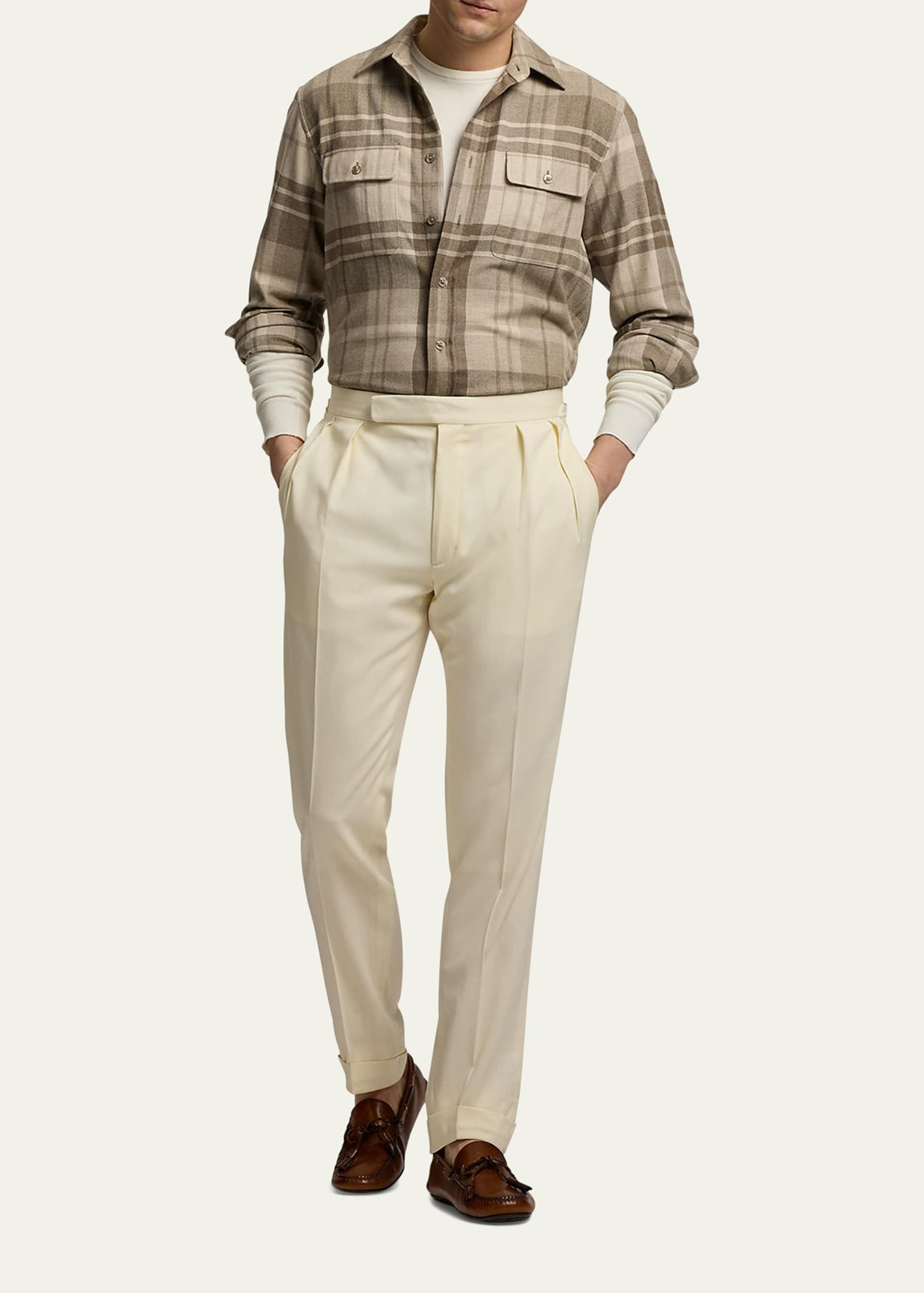 Men's Cooper Cashmere Plaid Double-Pocket Sport Shirt - 2