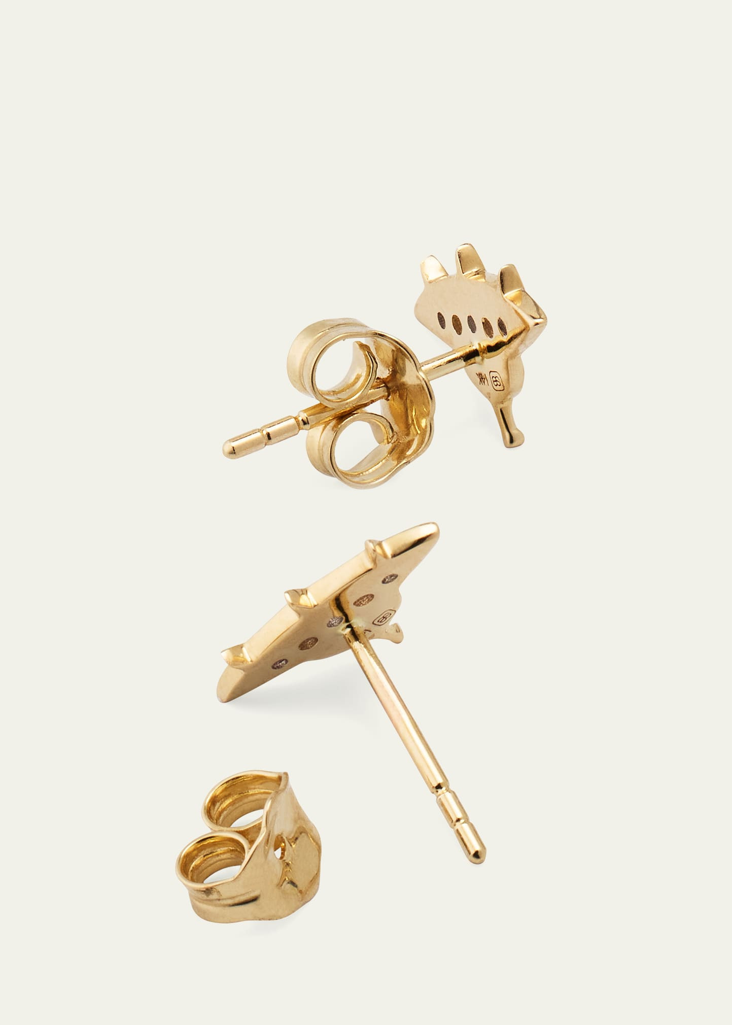 14K Yellow and White Gold Diamond Flying Saucer Stud Earrings - 4