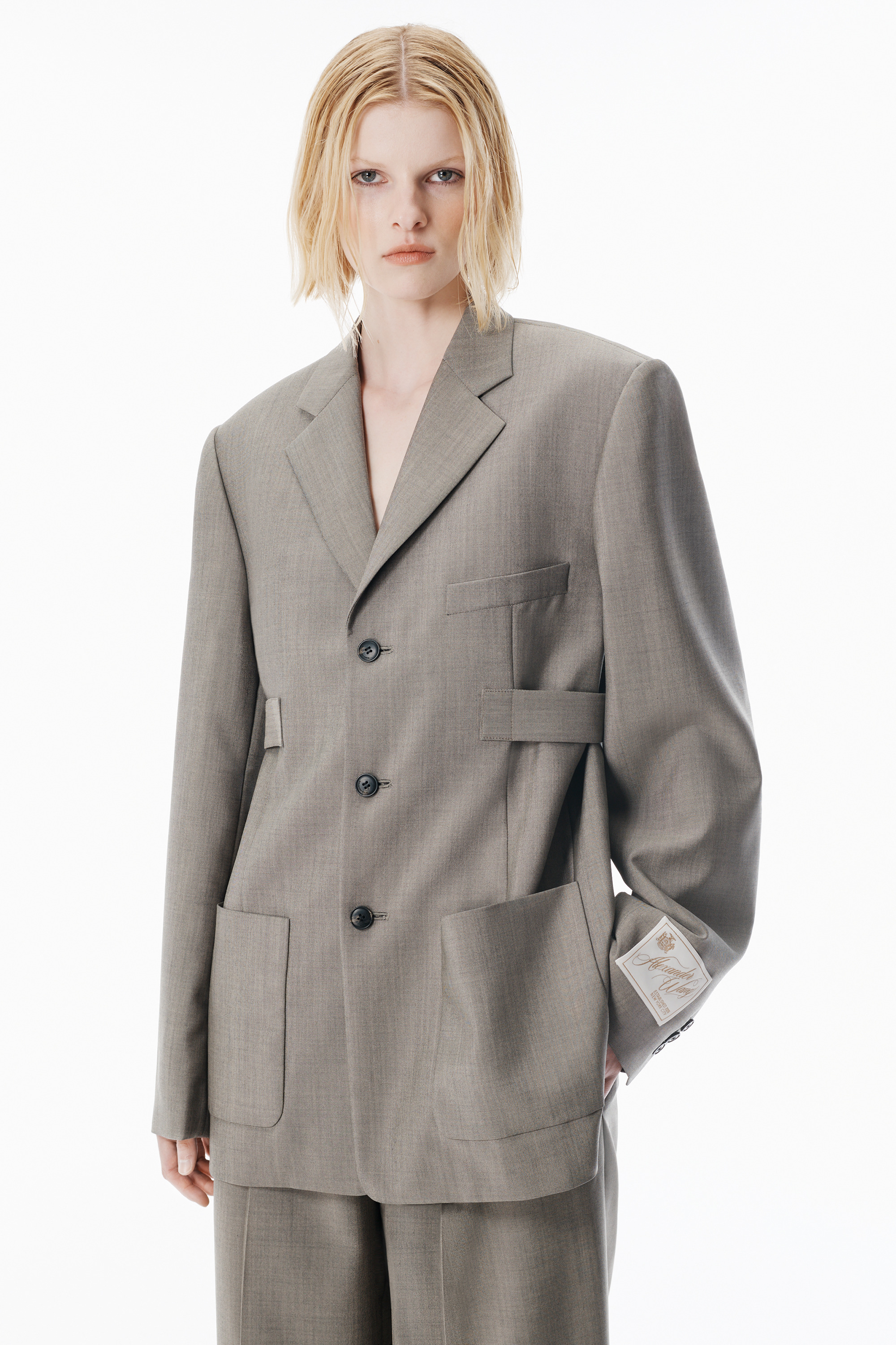 Grey Wool Mohair Blazer - 3