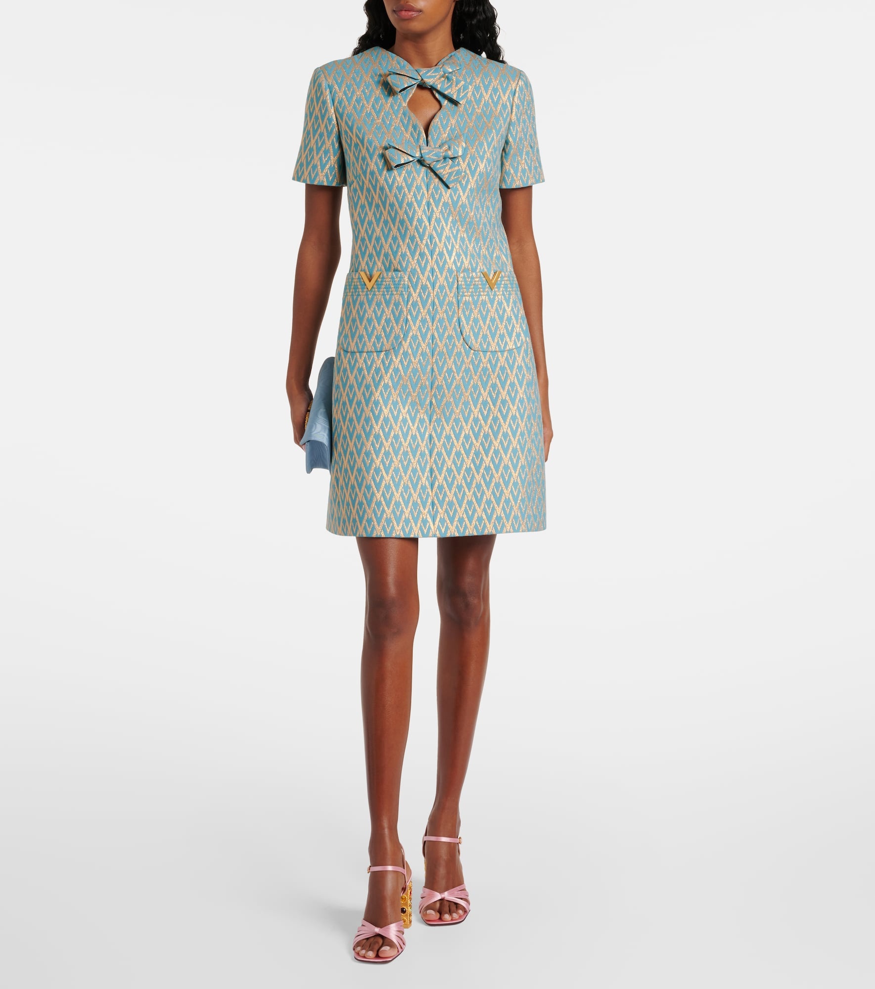 Toute La V wool-blend jacquard minidress - 2