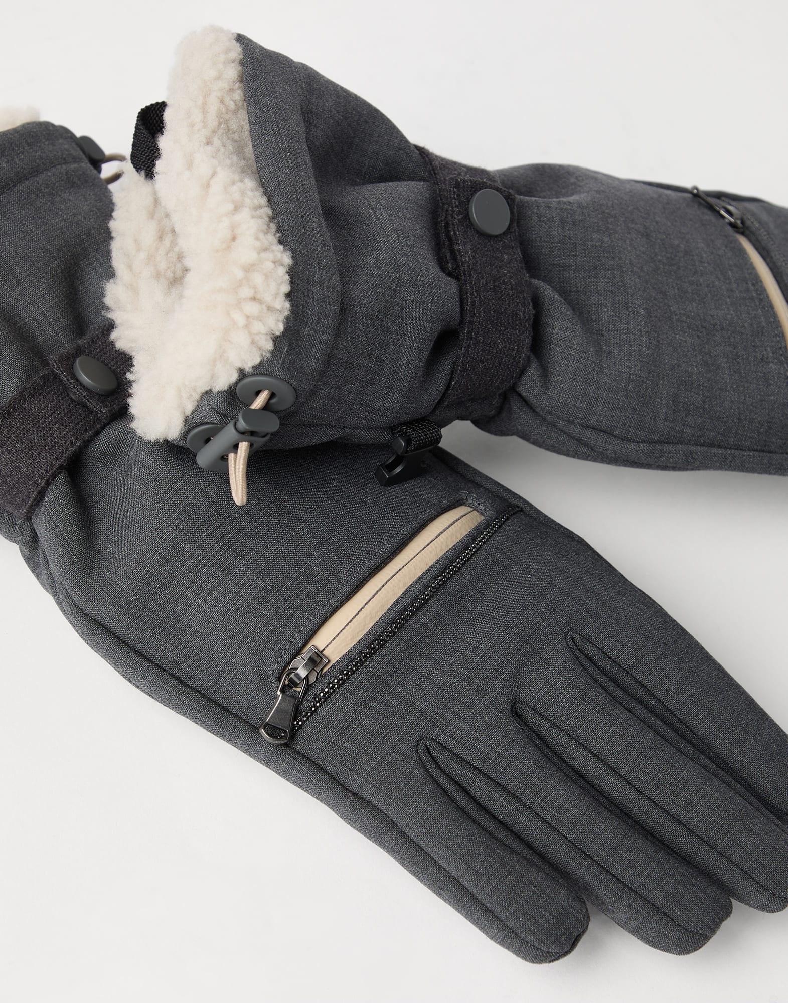 Tropical luxury wool gloves with shearling insert and monili - 2