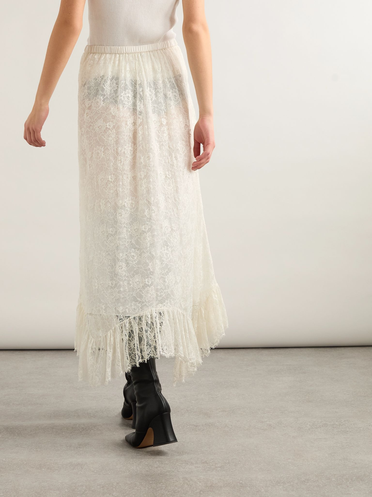 Lace midi skirt White - 4