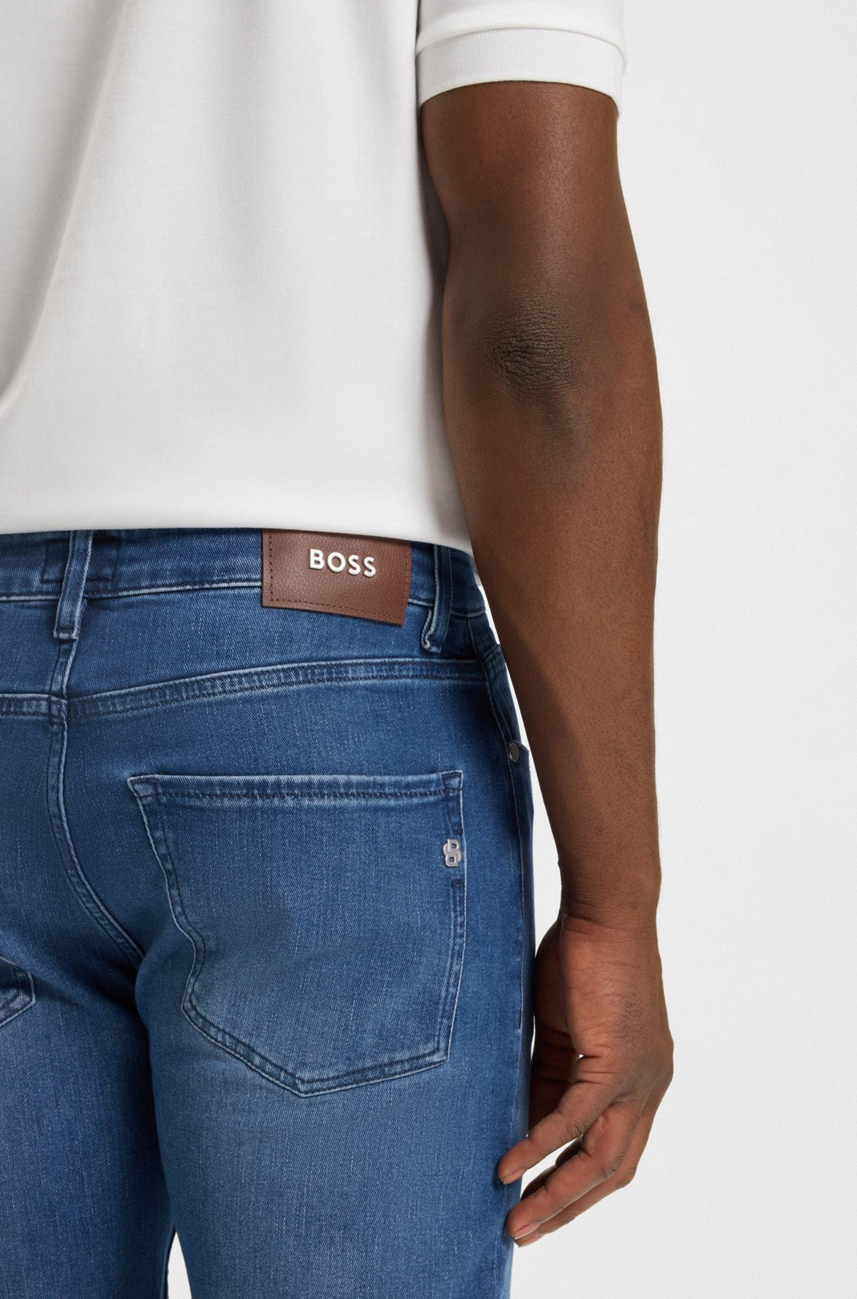 DELAWARE SLIM-FIT JEANS IN BLUE CASHMERE-TOUCH DENIM - 5