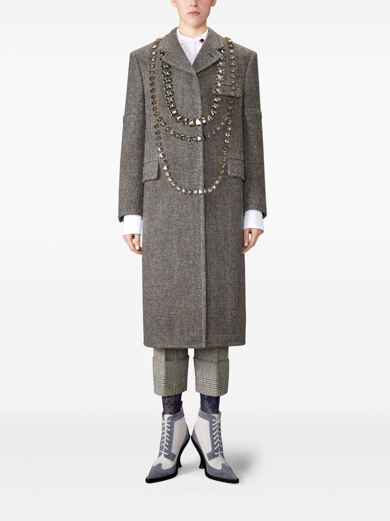 Thom Browne Trompe l'Oeil crystal-embellished checked coat outlook