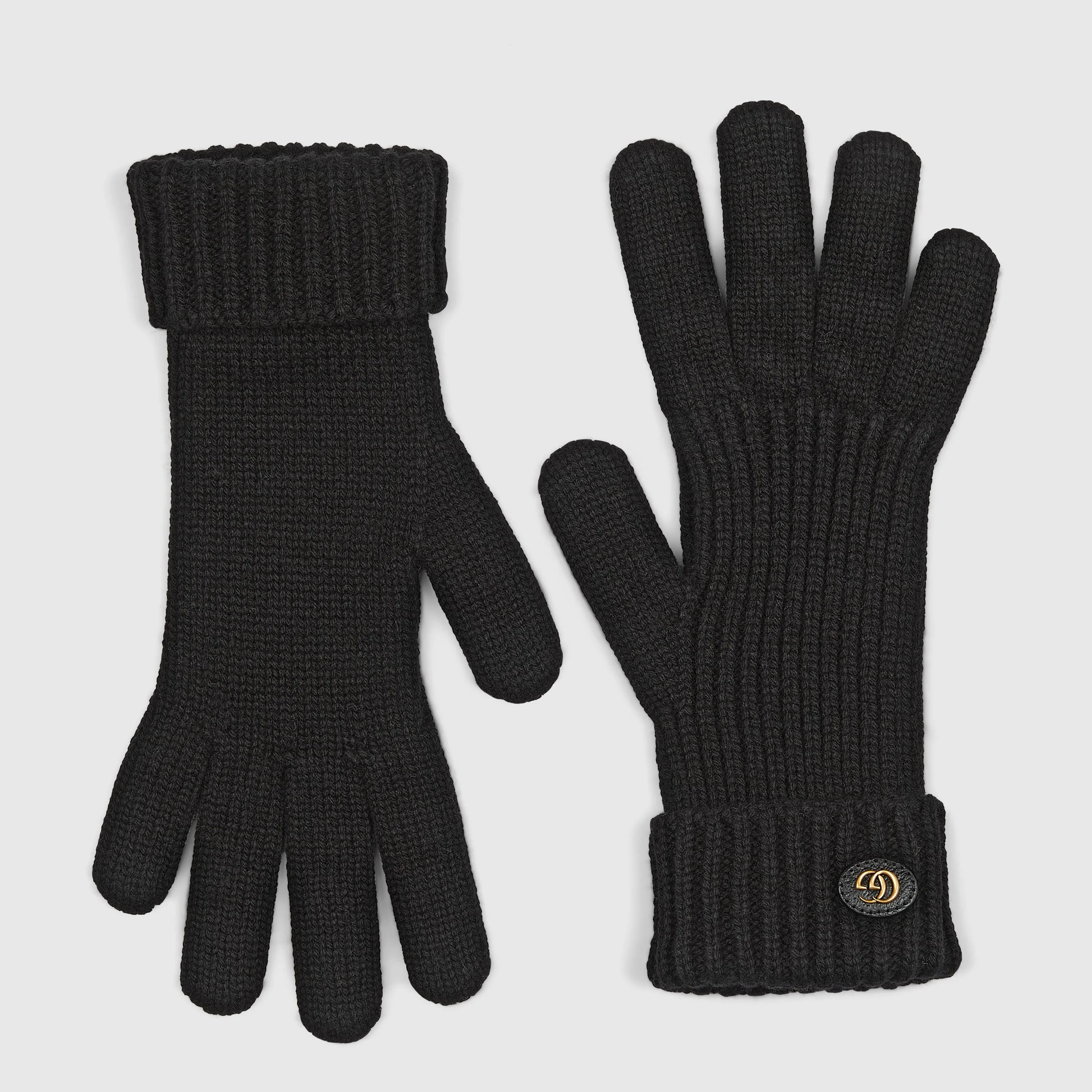 Wool cashmere gloves with Double G - 1