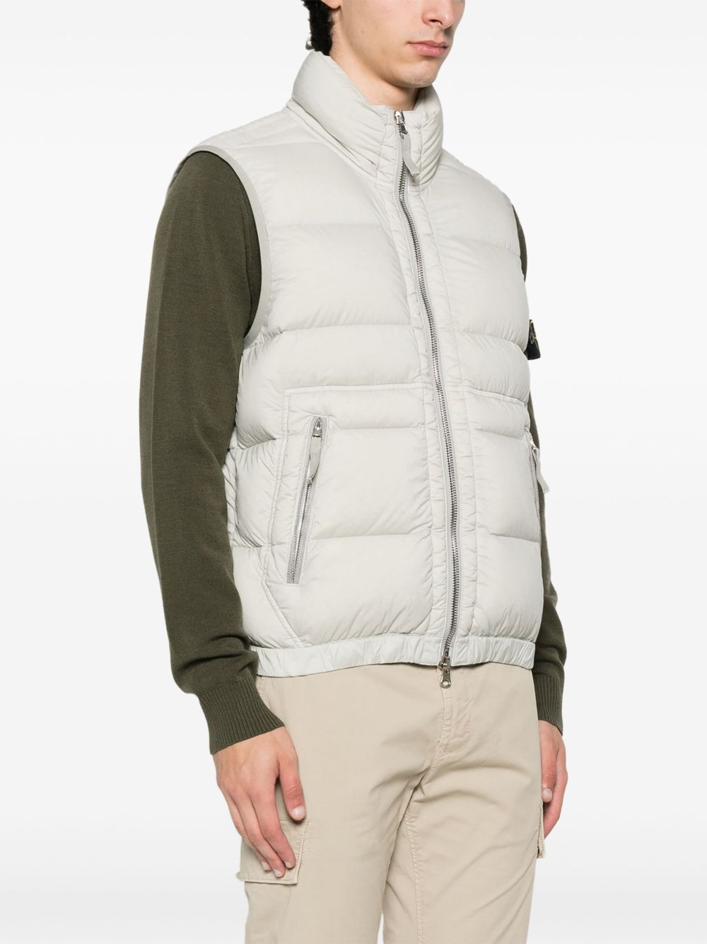 quilted zip-fastening padded vest - 3