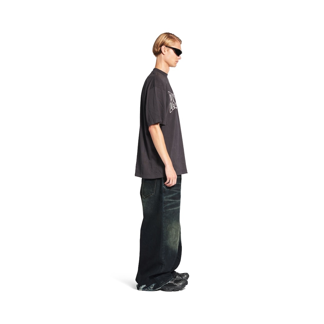 Cut-up Baggy Pants in Black - 3