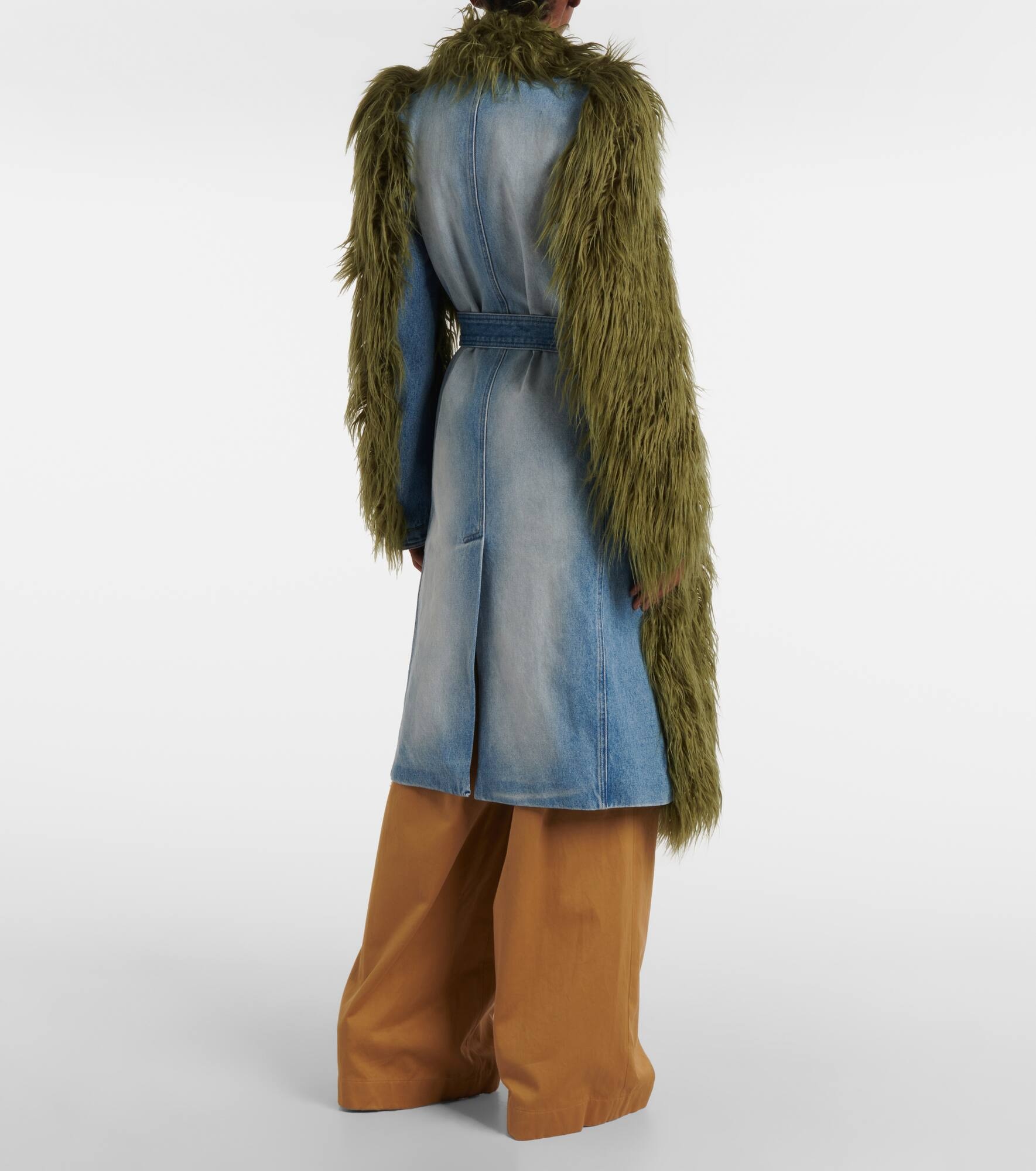Rangel faux fur-trimmed denim coat - 3
