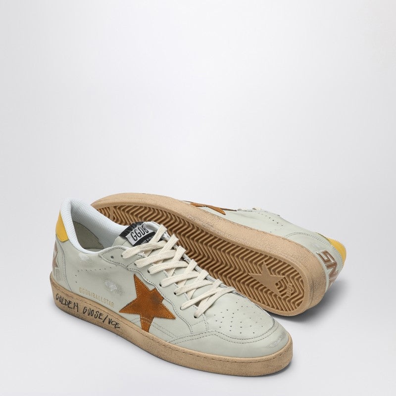 Golden Goose Ballstar Ivory/Brown/Yellow Sneaker Men - 5