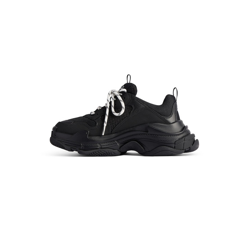 BALENCIAGA Men's Triple S Tape Type Sneaker  in Black/yellow outlook