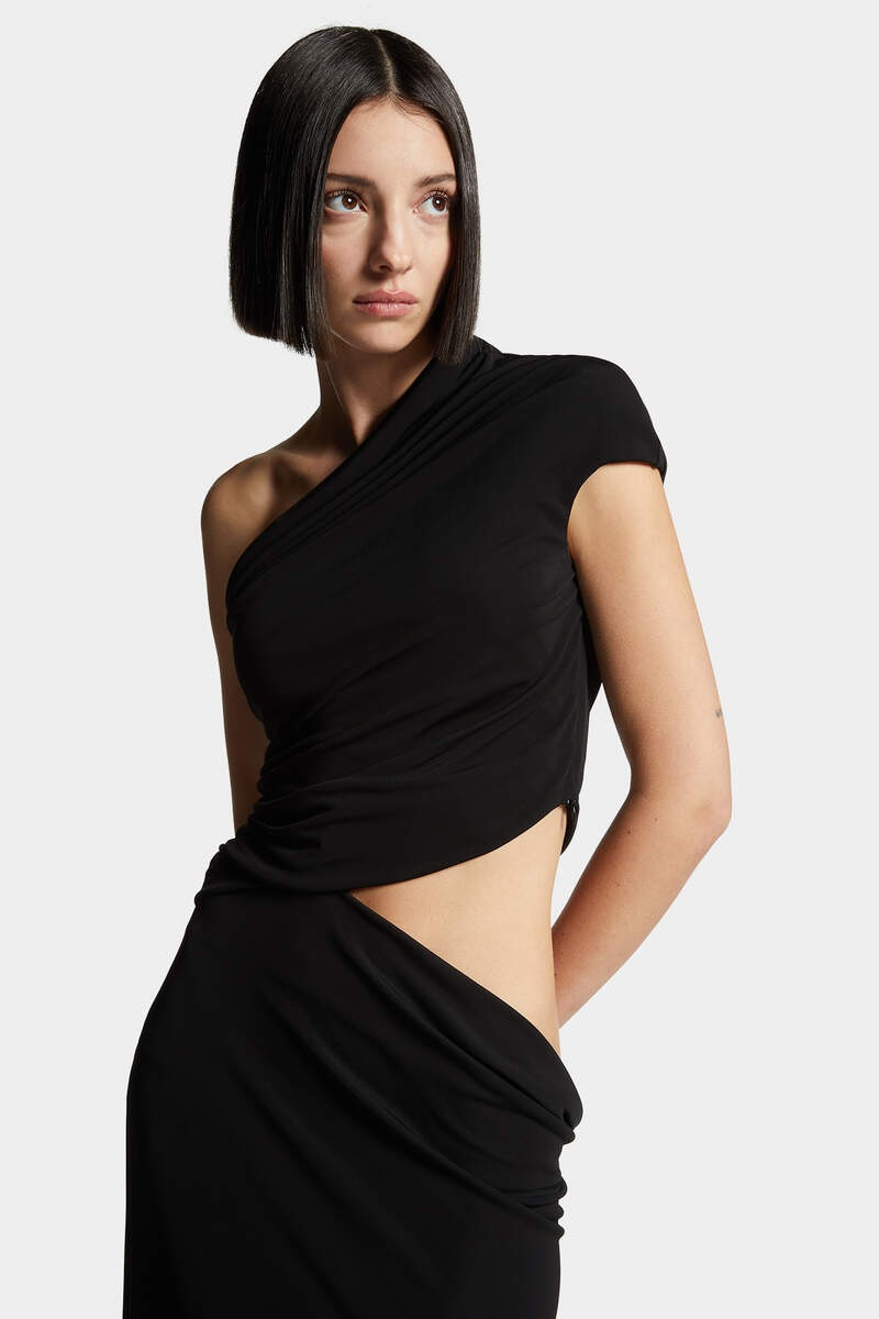 CREPE VISCOSE JERSEY ASYMMETRICAL LONG DRESS 5