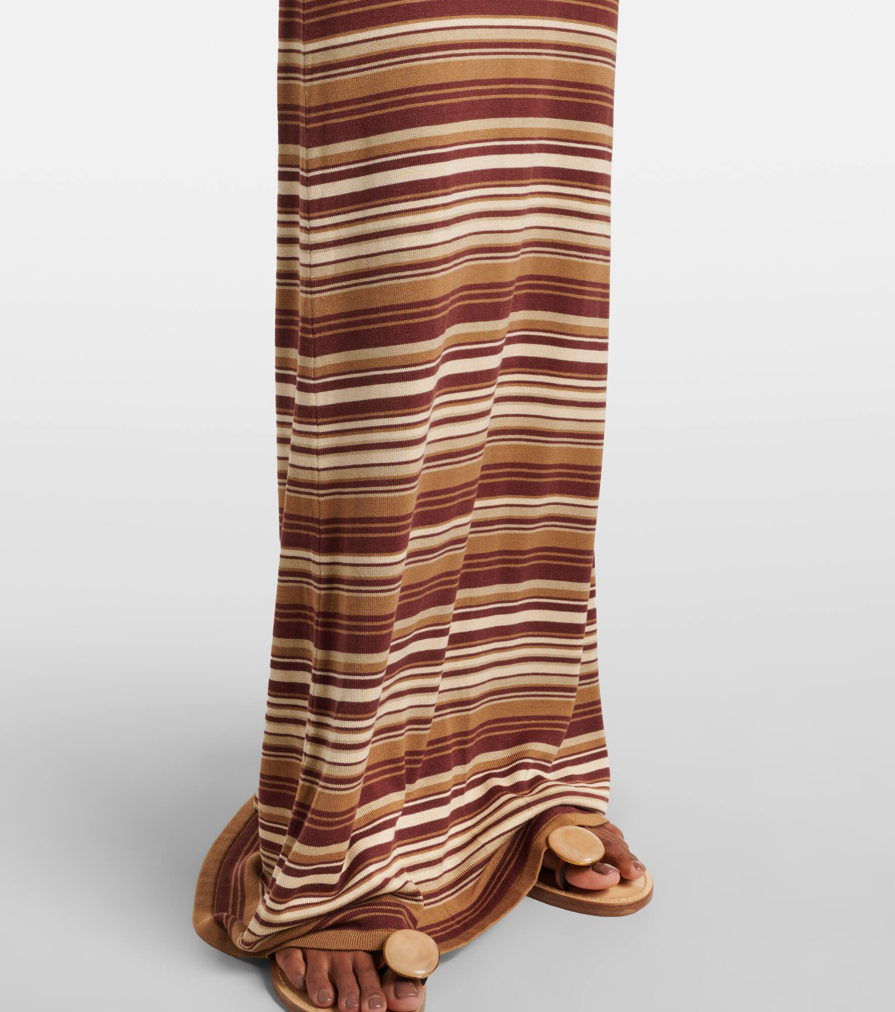 Knitted striped silk-blend maxi skirt - 5