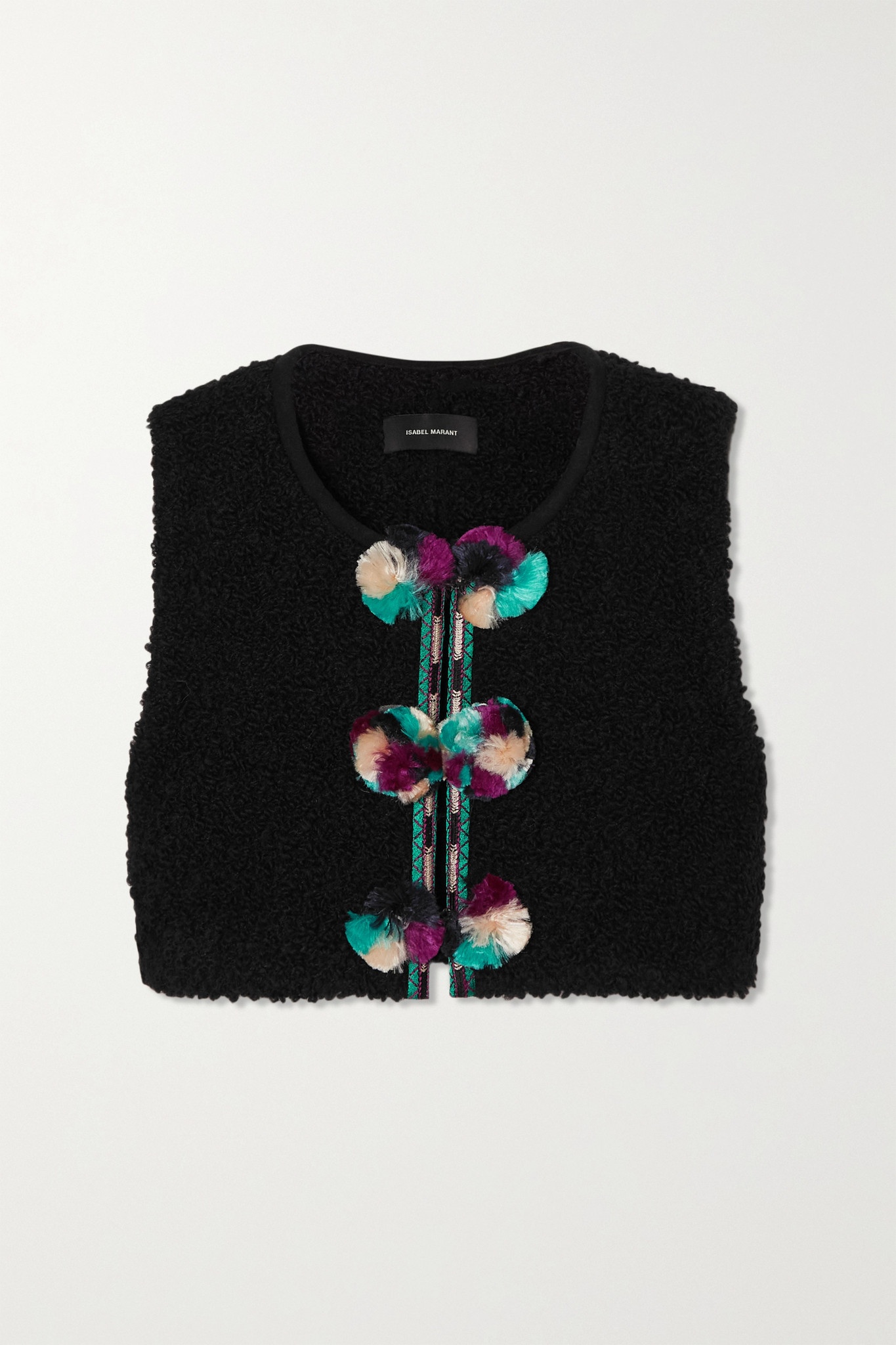 Ginesa pompom-embellished wool-blend bouclé vest - 1