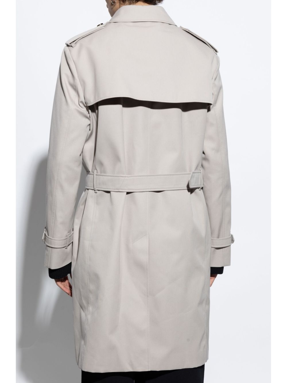 double-breasted belted trench coat - 3